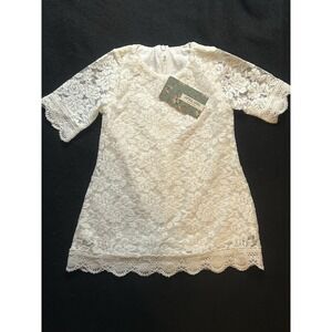 APRIL GIRL NEW Special Occasion Flower Girl Dress Lace Sz 90 (18M-2T) WHITE